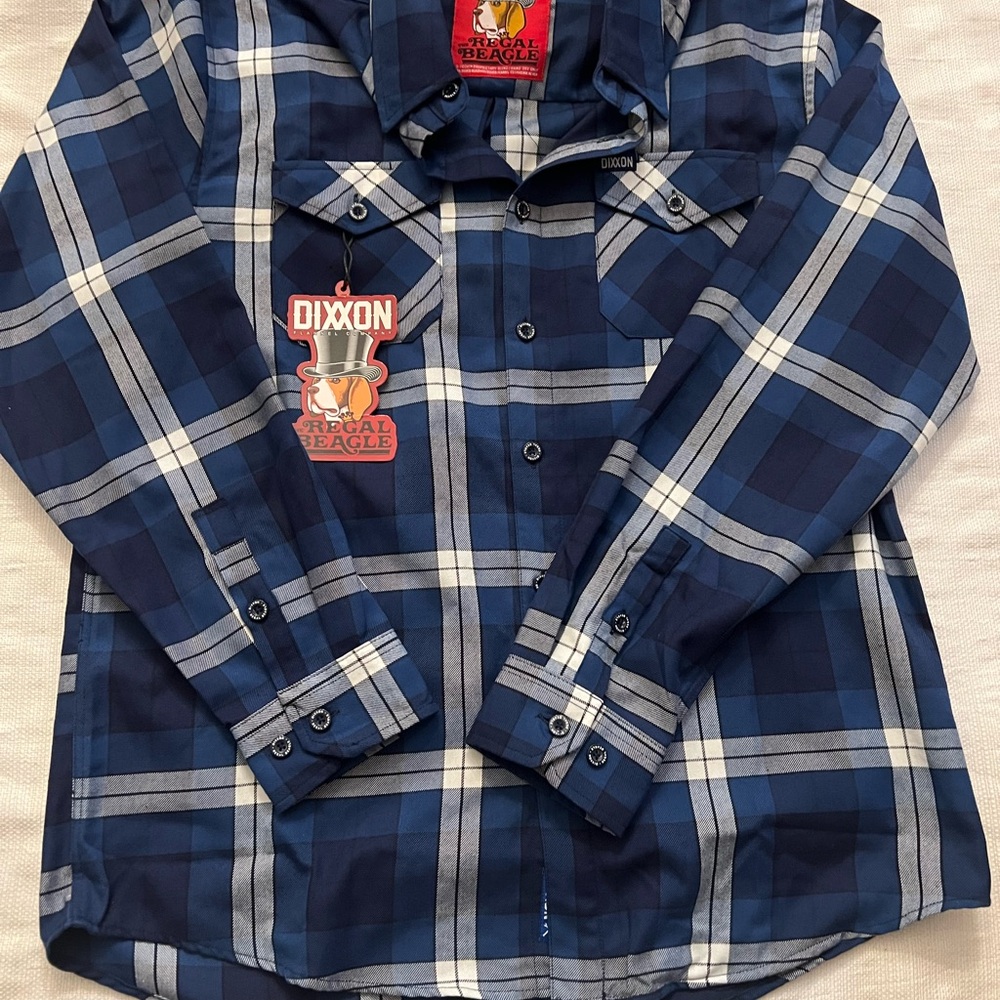 DIXXON Regal Beagle Blue and White Casual Button Down Shirt L